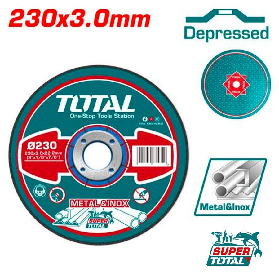 Disque tronçon 230 mm 3 mm pour métal Inox TOTAL puissance et fiabilité Tac2212301ha - SME IMPORT