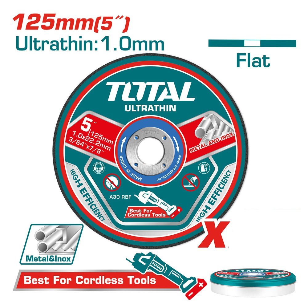 Disque tronçon TOTAL 125 mm ultrathin 1,0 mm alésage 22,2 TAC21012525 - SME IMPORT