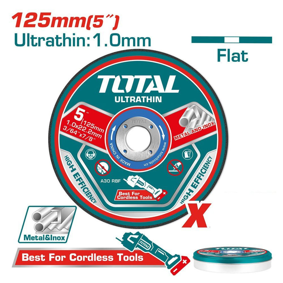 Disque tronçon TOTAL 125 mm ultrathin 1,0 mm alésage 22,2 TAC21012525 - SME IMPORT