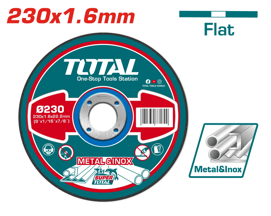 Disque tronçonner TOTAL métal et Inox diametre 230 mm epaisseur 1,6 mm TAC2162301 - SME IMPORT