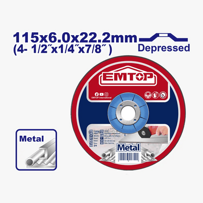 Disques tronç 115X6X22.2MM EMTOP EACD601151 - SME IMPORT