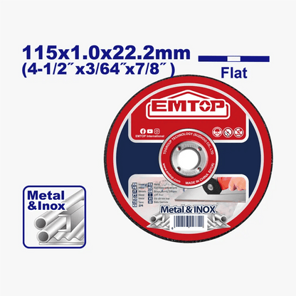 Disques tronçonner 115X1MM EMTOP EACD101151 - SME IMPORT