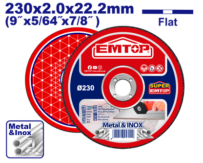 Disques tronçonner 230*2MM EMTOP EACD202303 - SME IMPORT