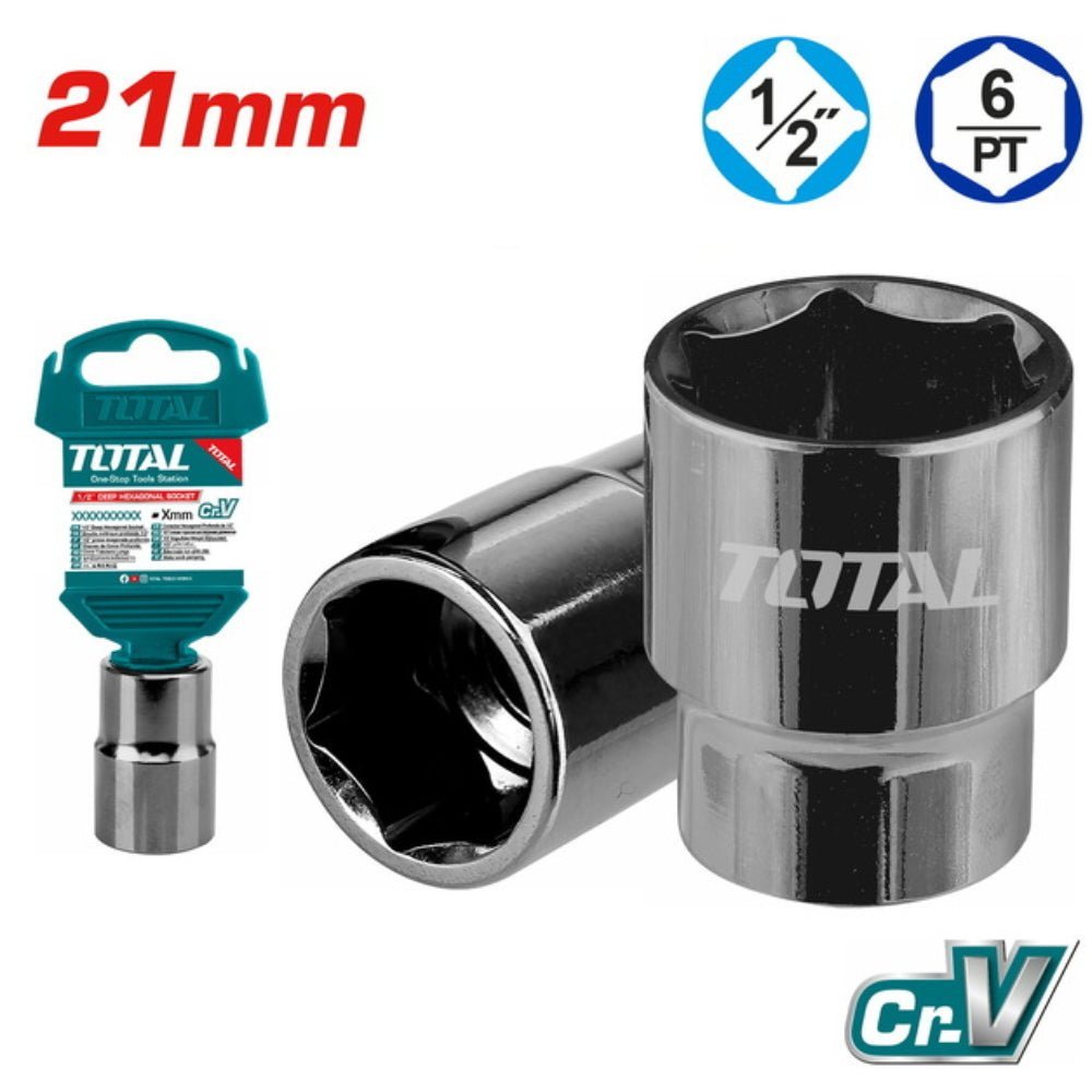Douille hexagonale 21 mm 1/2 pouce CrV pro TOTAL THTST12211 - SME IMPORT