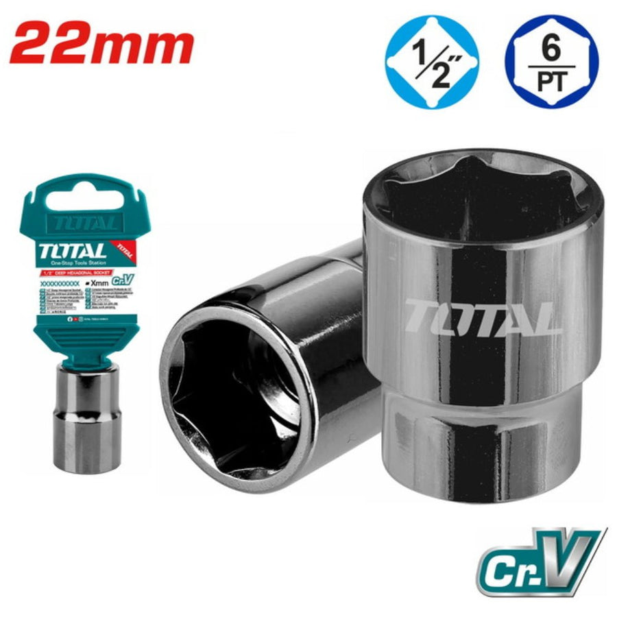 Douille hexagonale TOTAL 22 mm 1/2 pouce grip CrV professionnel THTST12221 - SME IMPORT