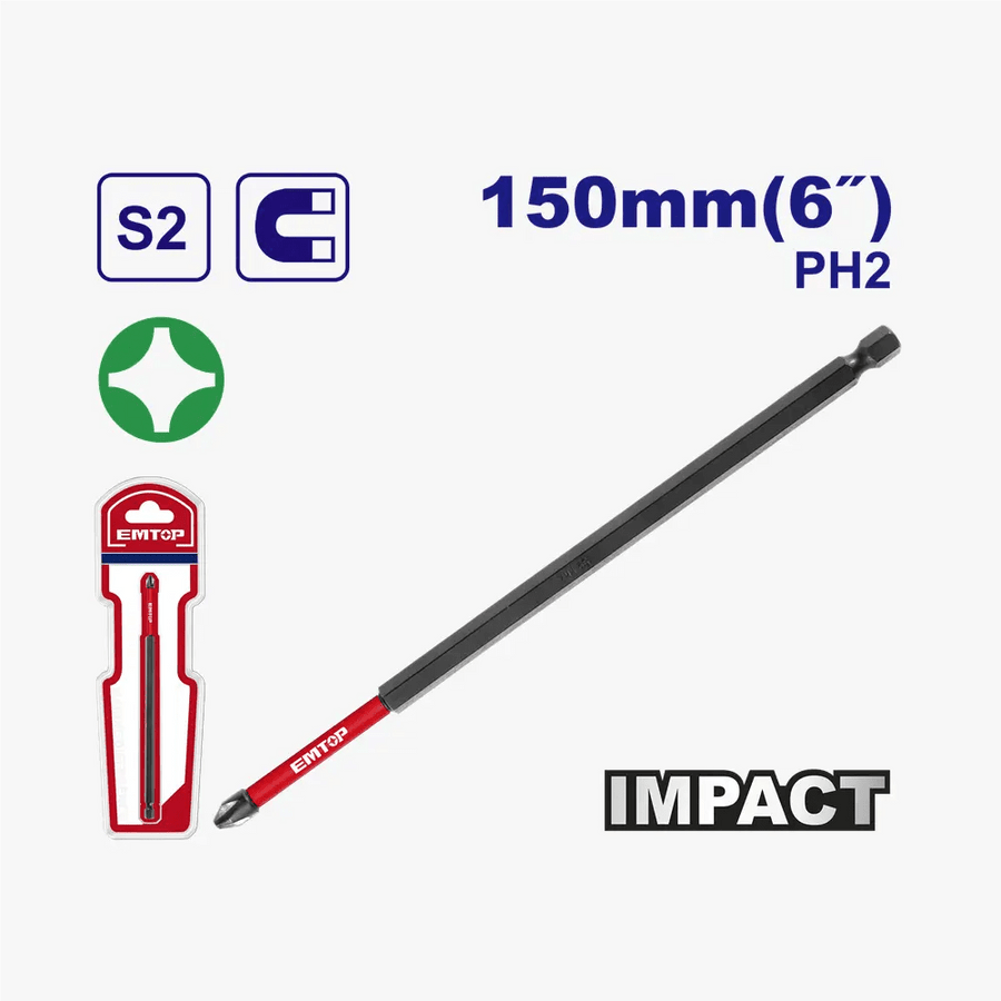 Embout de tournevis S2 150MM EMTOP ESBTM5PH2150 - SME IMPORT