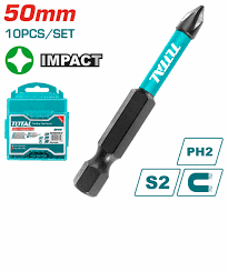 Embout PH2 50 mm S2 TOTAL set de 10 pièces haute visibilité Tacim16PH223 - SME IMPORT