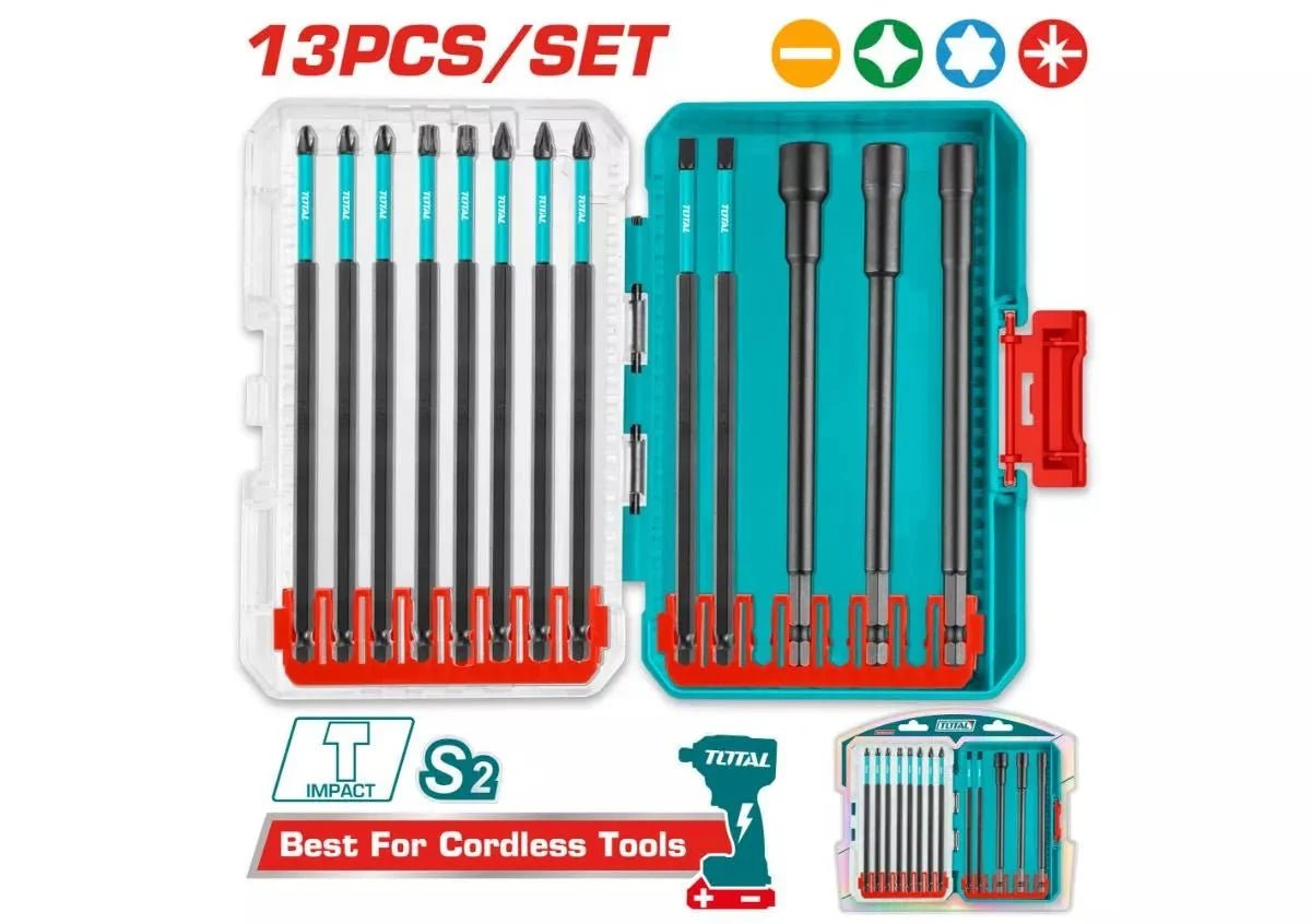 Embouts longs magnétiques 150mm TOTAL set 13 pièces TacSDL01306 - SME IMPORT