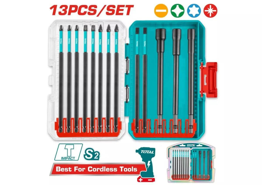 Embouts longs magnétiques 150mm TOTAL set 13 pièces TacSDL01306 - SME IMPORT