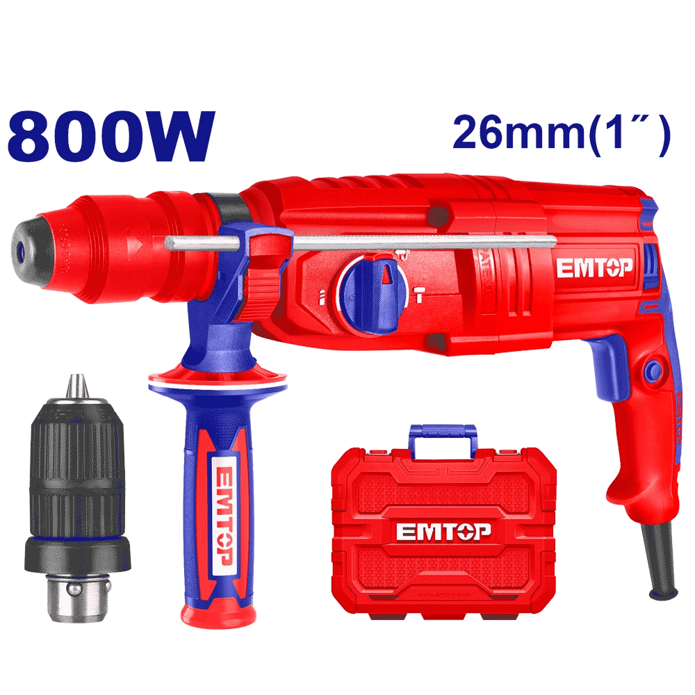 EMTOP Perforateur 26 mm 800 W 2,6 kg avec mandrin – ERHRL802 - SME IMPORT