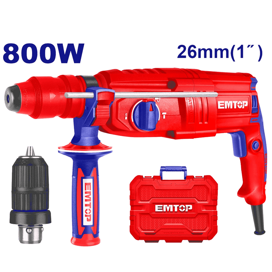 EMTOP Perforateur 26 mm 800 W 2,6 kg avec mandrin – ERHRL802 - SME IMPORT