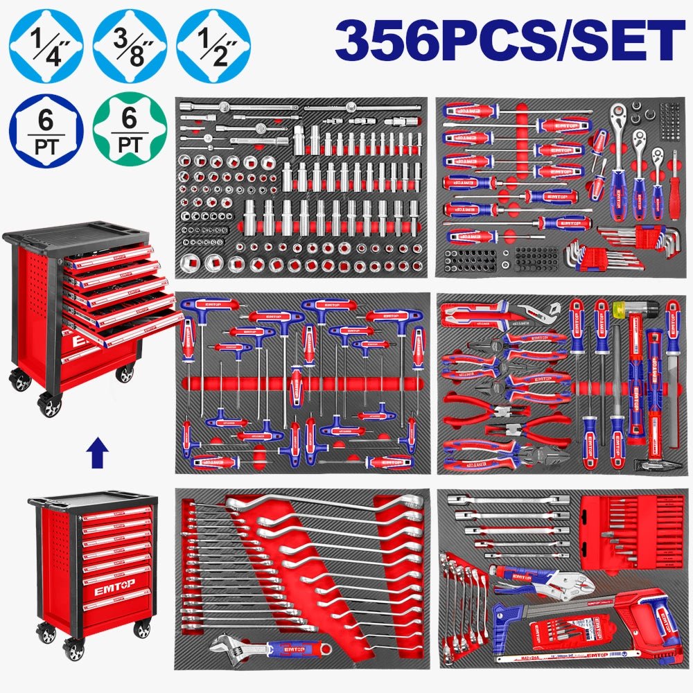 EMTOP Servante à outils 7 tiroirs, 356 pièces – EHTS03561 - SME IMPORT