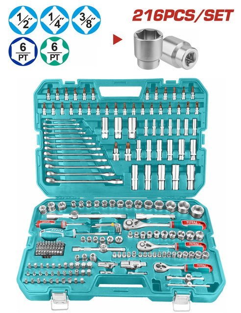Ensemble d outils TOTAL 216 pièces bricolage THKTHP22166 - SME IMPORT