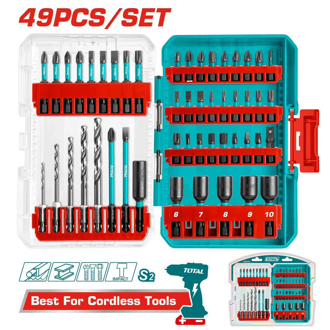 Ensemble embouts 49 pièces TOTAL TACSDL24906 pour perceuses et visseuses acier S2 - SME IMPORT