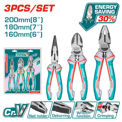 Ensemble pro pinces levier TOTAL 200/180/160mm acier CrV professionnel THT2K0301S - SME IMPORT