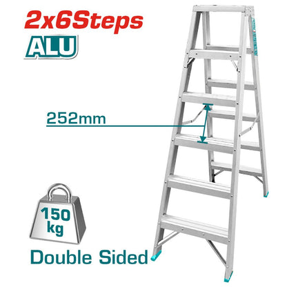 Escalier Double Face 2x6 Aluminium Léger Total THLAD01061 - SME IMPORT