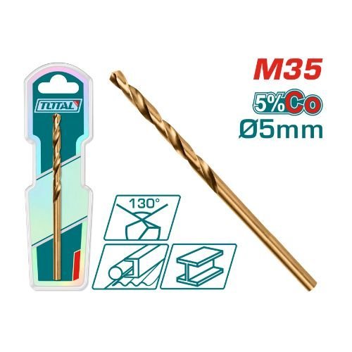 Foret HSS co M35 diamètre 5 mm pour métaux haute durabilité TOTAL TAC11205001 - SME IMPORT