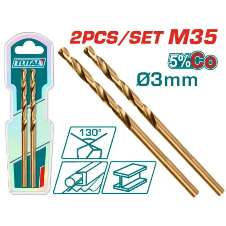 Foret HSS M35 3mm cobalt pour petits perçages précis TOTAL TAC11203001 - SME IMPORT