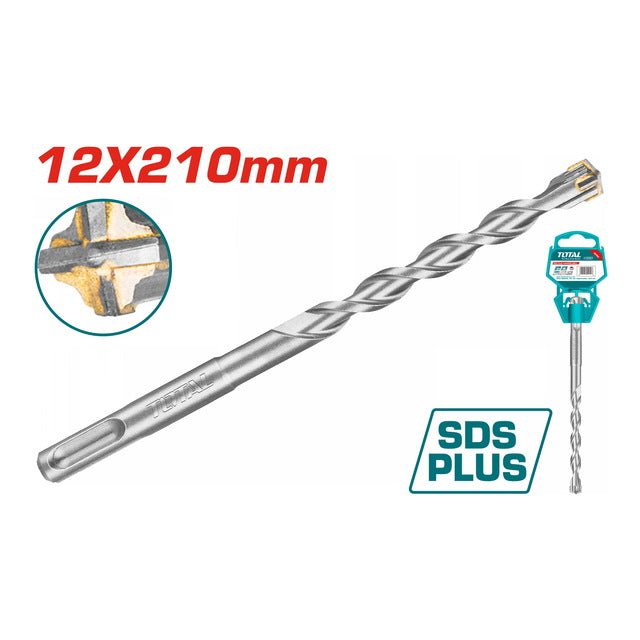 Foret SDS plus 12x210 2 taillants carbure tungstène puissant pour béton TOTAL F12-210 - SME IMPORT