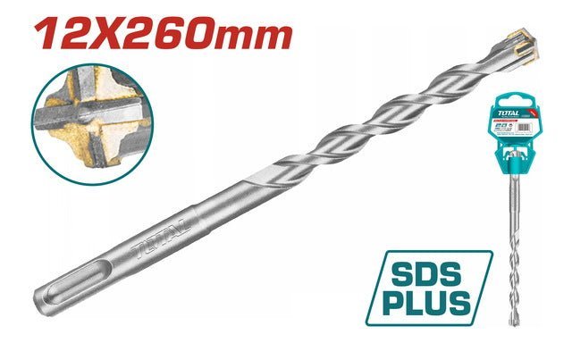 Foret SDS plus 12x260 tct double spirale béton haute performance TOTAL TAC311203C - SME IMPORT