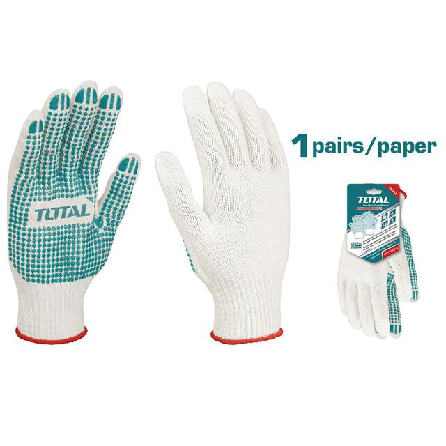 Gants de travail en coton avec picots antidérapants en PVC TOTAL TSP11102 taille standard - SME IMPORT