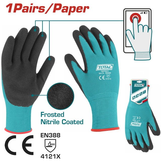 Gants de travail nitrile enduit frosted coated TOTAL TSPTG01 - SME IMPORT