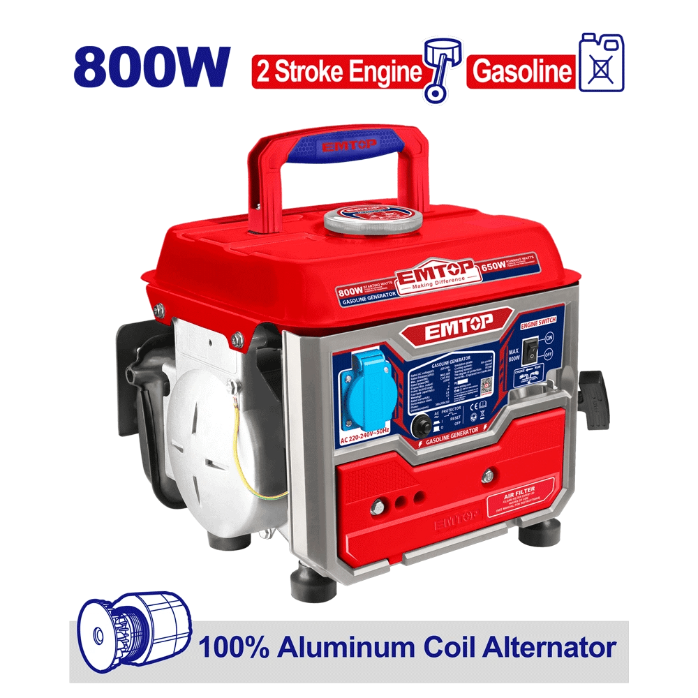 Groupe électrogène 220V ess 0.8KW EMTOP EGGRR0821 - SME IMPORT
