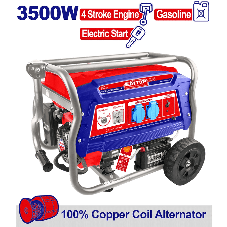 Groupe électrogène 220V ess 3.5KVA EMTOP EGGRD3511 - SME IMPORT
