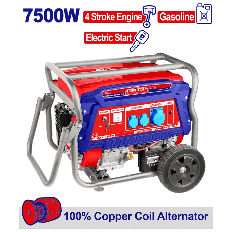 Groupe électrogène 220V ess 7.5KVA EMTOP EGGRD7511 - SME IMPORT