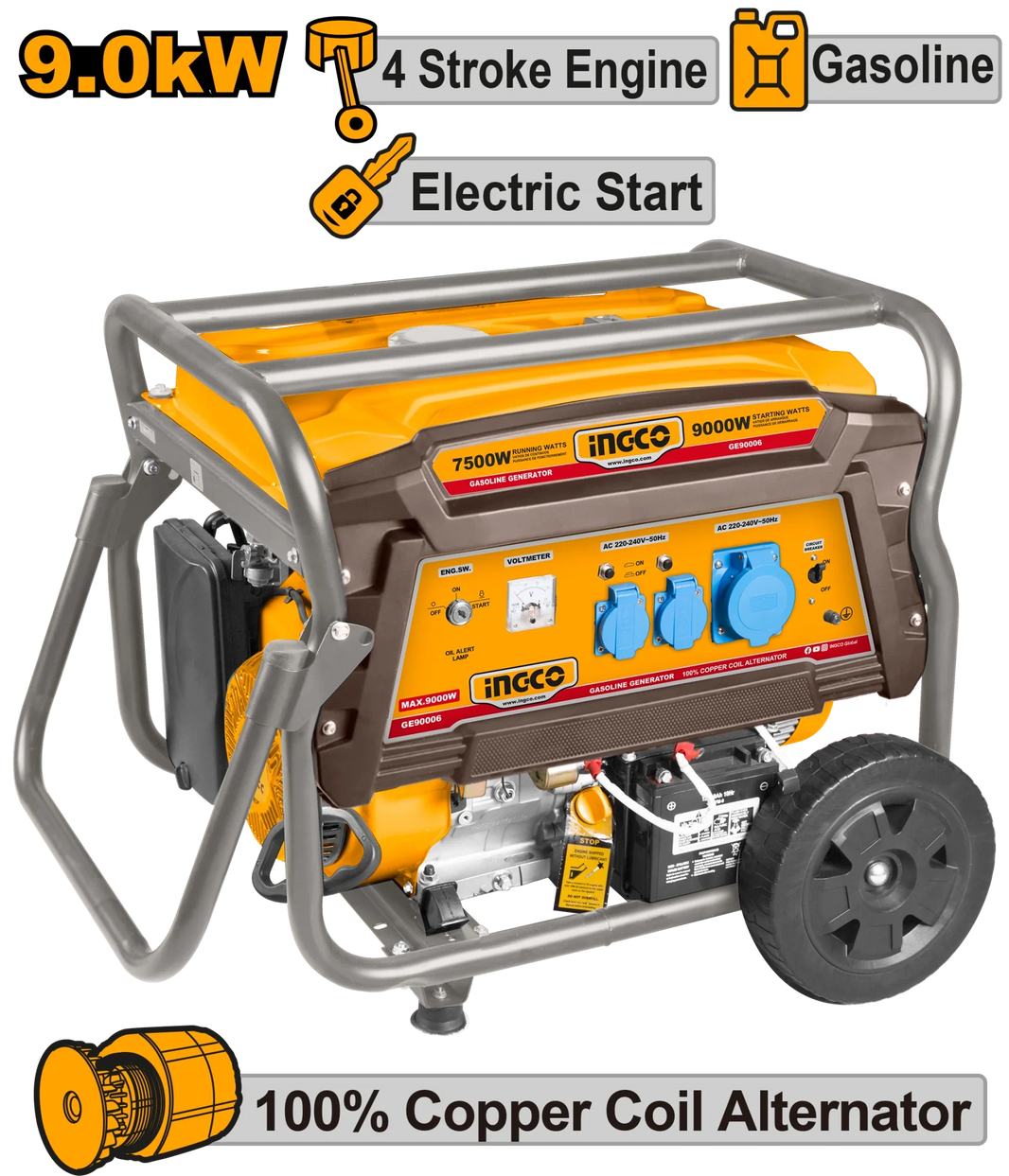 Groupe Électrogène INGCO 9 KVA 240V Chantier GE90006RC