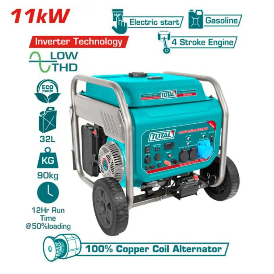 Groupe électrogène inverter TOTAL 11 kw faible thd essence TP3120006 - SME IMPORT