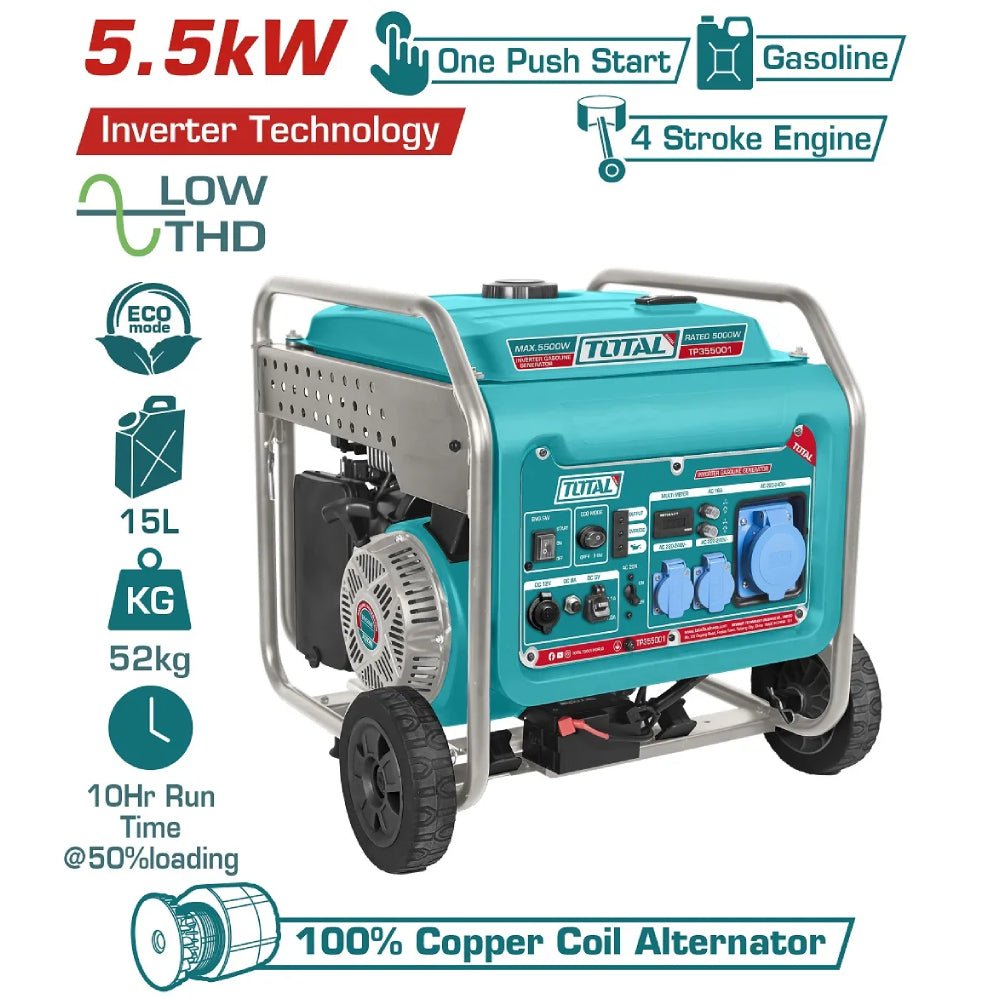 Groupe électrogène inverter TOTAL 5,5 kw essence portable TP365006 - SME IMPORT