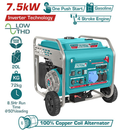 Groupe électrogène inverter TOTAL essence 7,5 kw TP375001 - SME IMPORT