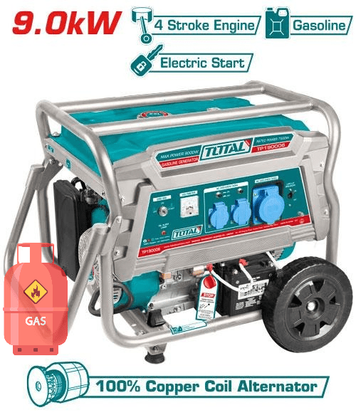 Groupe Électrogène TOTAL À Essence gaz 9000W 32 A Usage Chantier et agricole - SME IMPORT