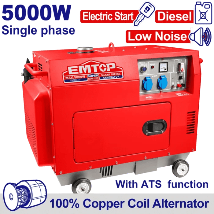 Groupe silen 5KVA dieesel 220 ATS EMTOP EDGRS511-1 - SME IMPORT