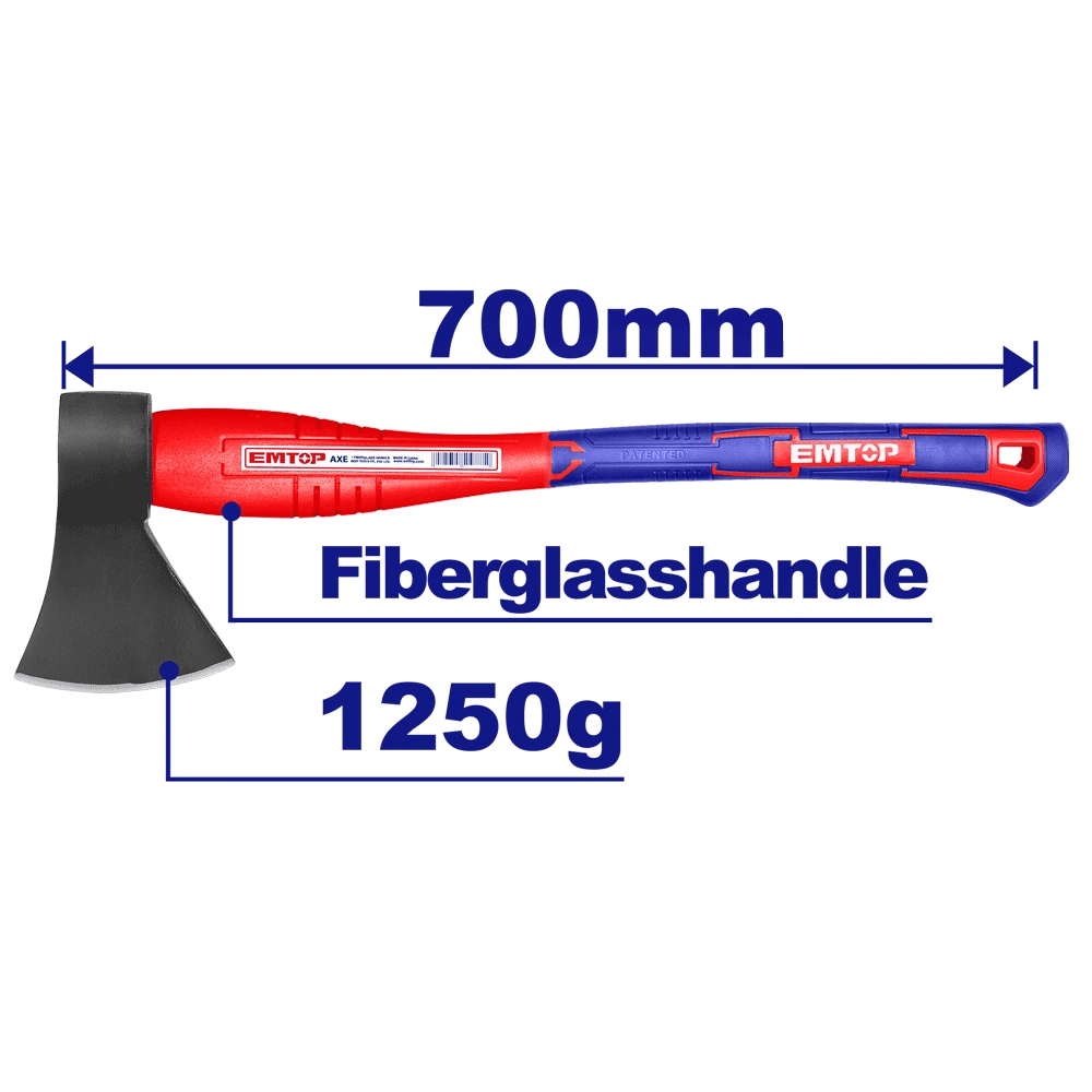 Hache 1250G 700MM manche fibre EMTOP EHAMAX1250 - SME IMPORT