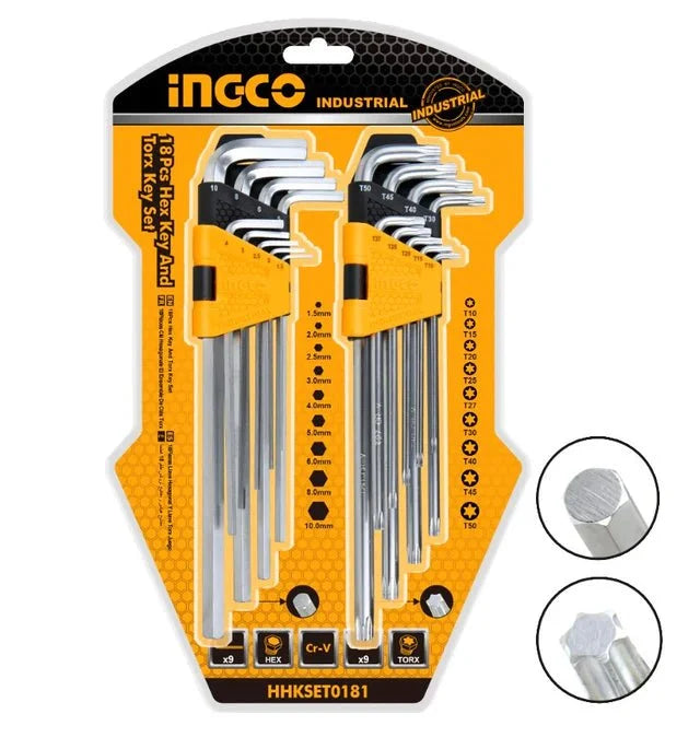INGCO Jeu Clés Hex Torx 18P Précision Artisans Tunisie