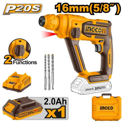 Ingco Marteau Perforateur Sans Fil 20V Puissant Pour Brico