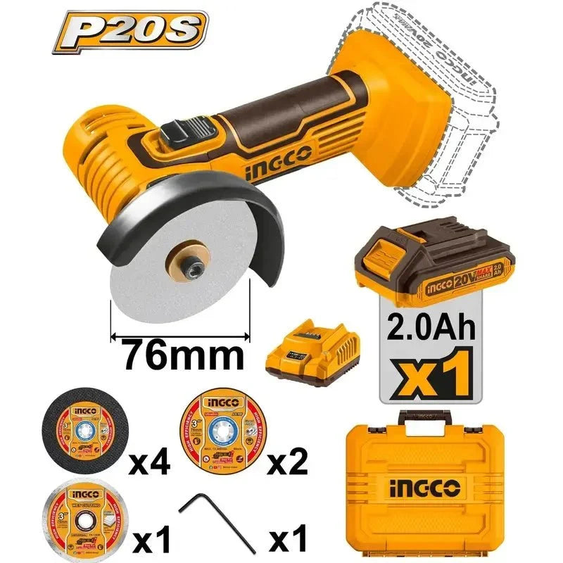INGCO Mini Meule 20V Compacte Pour Ponçage Bricoleur Pro CAGLI76012