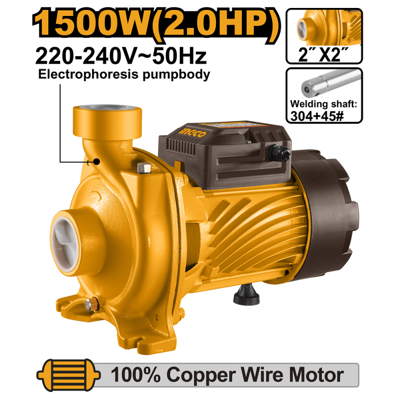 INGCO Pompe centrifuge 1500 W (2 HP), raccords 2″×2″ – MHF150068 - SME IMPORT