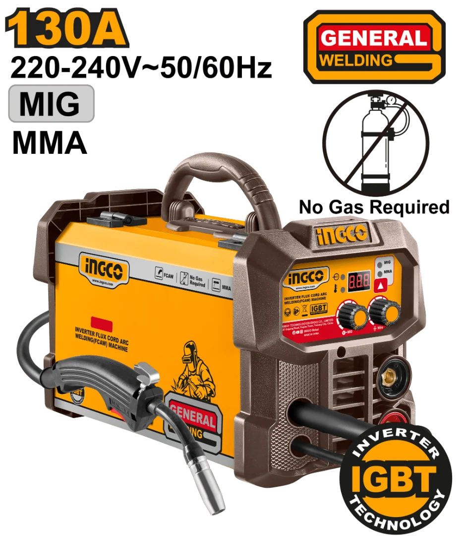 Ingco Poste Soudure 2 En 1 MMA MIG 130A Pros Bricoleurs