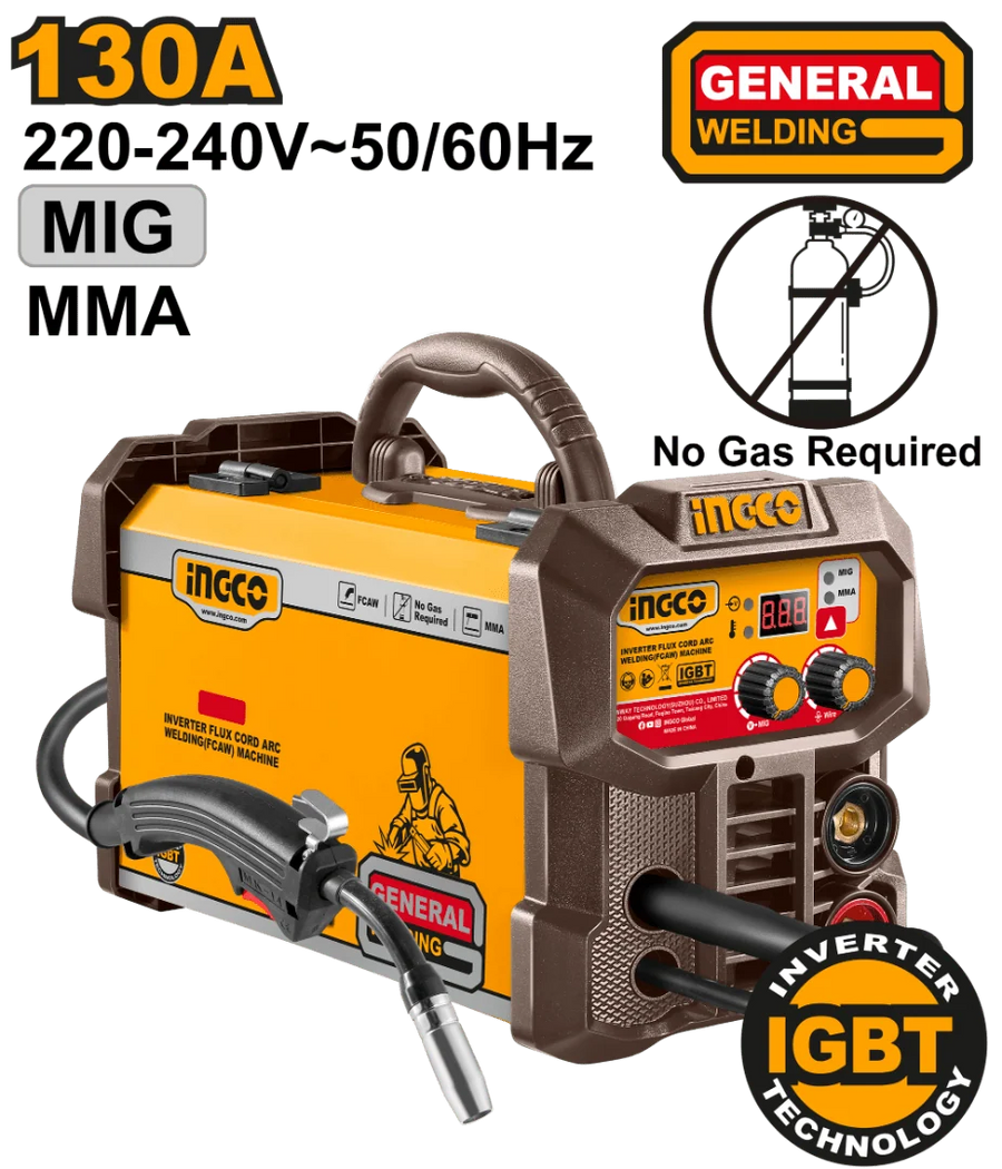 Ingco Poste Soudure 2 En 1 MMA MIG 130A Pros Bricoleurs