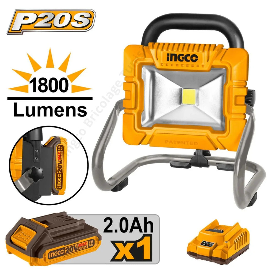 INGCO Projecteur de Chantier LED 20 v CWLI20258