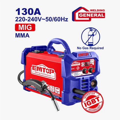 Inverter fcaw mig/mma 130A 220-240V EMTOP EFC1352 - SME IMPORT
