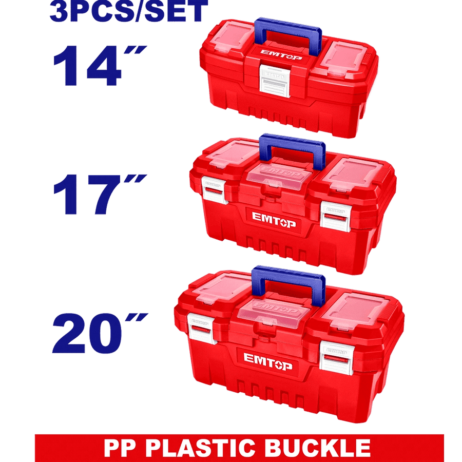 Jeu 3 caisse outils plas 14″17″20″ EMTOP EPBXK0301 - SME IMPORT