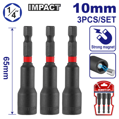 Jeu 3 de tourne-écrous 10*65MM EMTOP EMNS1031 - SME IMPORT
