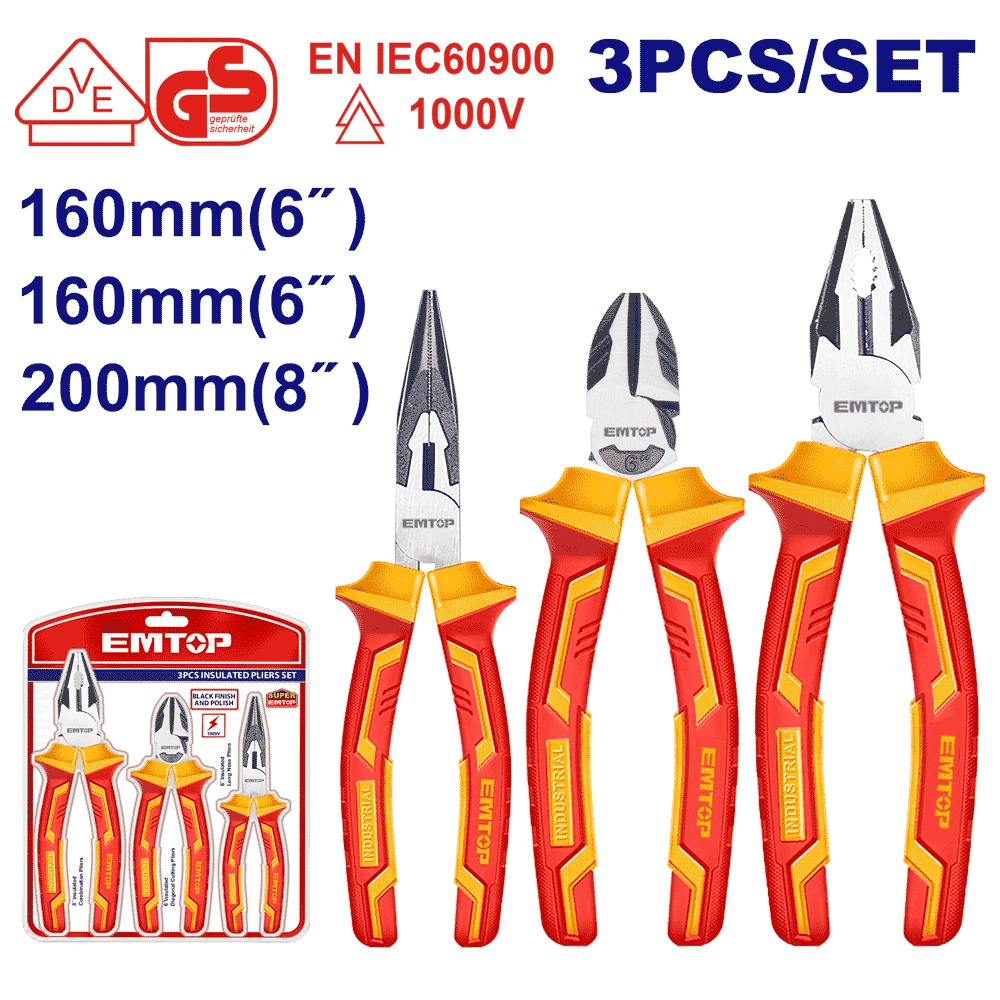 Jeu 3 pinces uni/l-n/coupe isolees EMTOP EPLS0331 - SME IMPORT