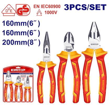 Jeu 3 pinces uni/l-n/coupe isolees EMTOP EPLS0331 - SME IMPORT