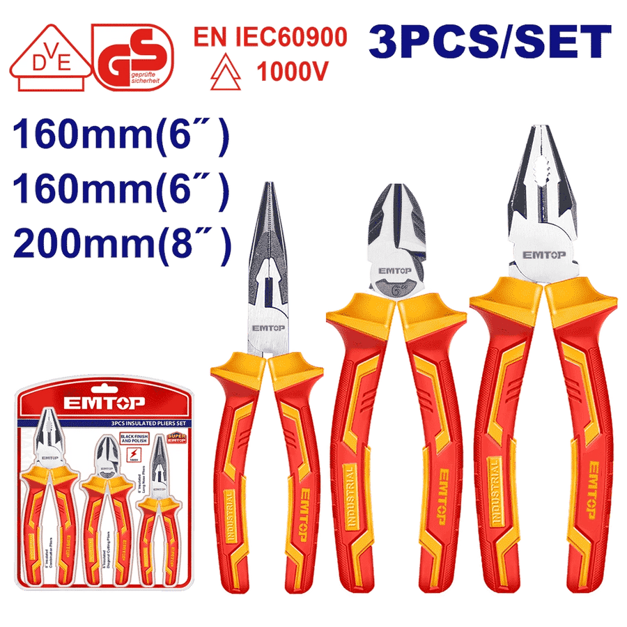 Jeu 3 pinces uni/l-n/coupe isolees EMTOP EPLS0331 - SME IMPORT