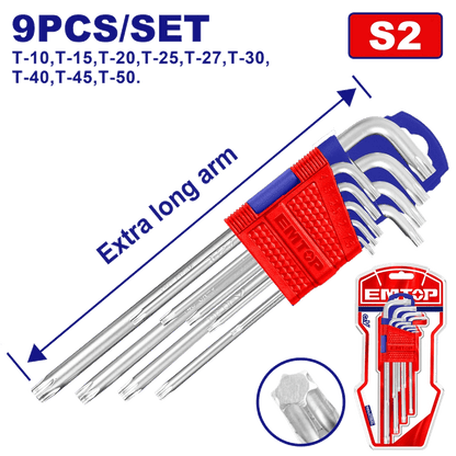 Jeu 9 clés thorx T10-T50 extra long EMTOP EHKY3092 - SME IMPORT